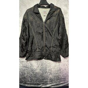 Sports Accent‎ Vintage Black Gold Windbreaker Women’s Size Medium Made In Taiwan